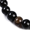 Natural Dyed & Heated Black Agate Rondelle Graduated Beaded Necklaces for Women Men NJEW-K388-02D-2