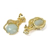 Natural Flower Amazonite Ball with Leopard Shape Brass Pendants KK-F887-04G-30-2