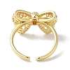 Bowknot Brass Micro Pave Clear Cubic Zirconia Open Cuff Rings for Women RJEW-C098-24G-3