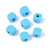Spray Painted Wooden Beads WOOD-P021-01B-26-1