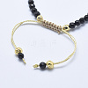 Natural Black Tourmaline Braided Bead Bracelets BJEW-I258-J03-2