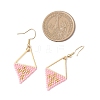 Handmade Glass Seed Beads Rhombus Dangle Earrings EJEW-MZ00542-04-4