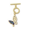 Brass Micro Pave Clear Cubic Zirconia Toggle Clasps KK-K385-005G-2