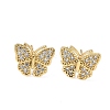 Butterfly Brass Micro Pave Clear Cubic Zirconia Stud Earrings EJEW-A132-07G-4
