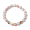Frosted Natural & Synthetic Mixed Gemstone Round Beaded Stretch Bracelets for Women Men BJEW-JB12471-03-2
