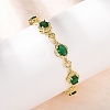 Heart & Oval Brass Micro Pave Cubic Zirconia Link Chain Bracelets for Women BJEW-A163-03G-04-1