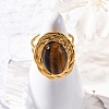 Oval Natural Tiger Eye Finger Rings RJEW-M063-01G-11-4