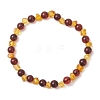 Natural Amber Beaded Stretch Bracelets for Women Men BJEW-JB13648-3