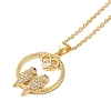 Brass Micro Pave Clear Cubic Zirconia Pendant Necklaces for Women NJEW-S429-05G-02-1