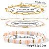 3Pcs 3 Styles 304 Stainless Steel Paperclip Chain Bracelets & Glass Seed Bead Stretch & Slider Bracelets for Women SL8246-1-3