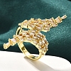 Rack Plating Brass Micro Pave Clear Cubic Zirconia Cuff Finger Rings for Women RJEW-M028-32G-02-4