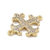 Rack Plating Brass Micro Pave Cubic Zirconia Cross Fleury Connector Charms KK-A234-058G-2