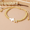 Brass Round Bead Braided Bead Bracelets VB3830-1-2
