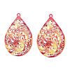 Spray Painted 430 Stainless Steel Filigree Big Pendants STAS-TAC0004-052G-2