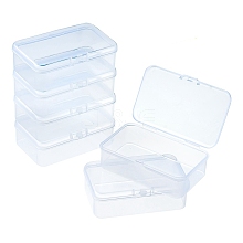 6Pcs Transparent Plastic Box with Hinged Lid CON-YW0001-59