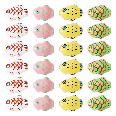 24Pcs 4 Colors Handmade Porcelain Beads PORC-TA0001-20-1