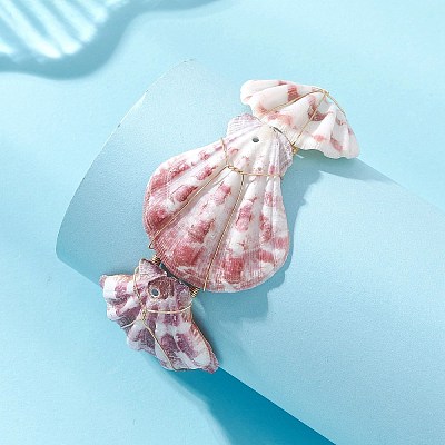 Natural Scallop Shell Bangles for Women BJEW-TA00748-1