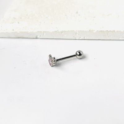 Angel Wing Heart 316L Surgical Stainless Steel Pave Cubic Zirconia Tongue Rings FS-WG901EE-06-1