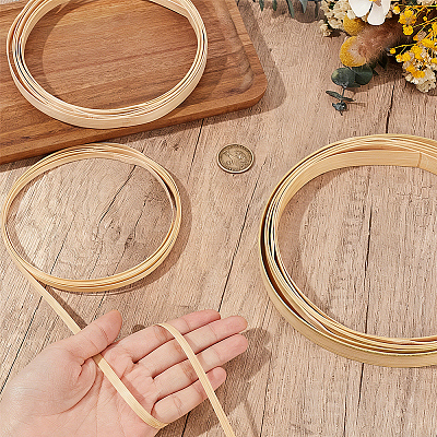 9M 3 Styles Flat Natural Bamboo Wicker Strips WOOD-GF0002-46-1