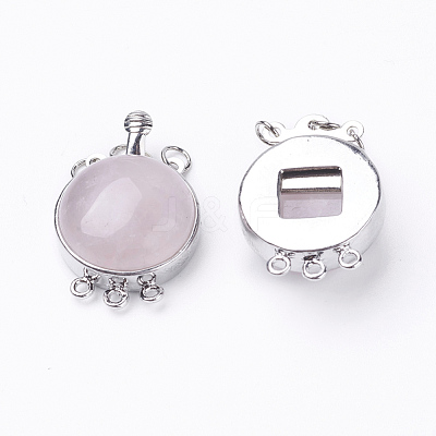 Natural Rose Quartz Box Clasps G-E427-13P-1