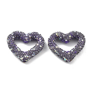 Heart Shape Polymer Clay Rhinestone Beads CLAY-NH0001-09B-03-1