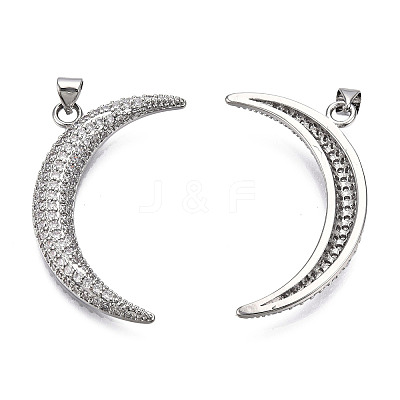 Brass Micro Pave Clear Cubic Zirconia Pendants KK-N227-140P-1