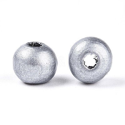 Spray Painted Round Natural Schima Wood Beads WOOD-A018-6mm-02-1