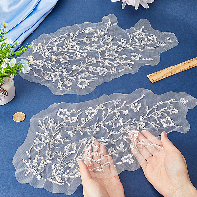 Flower Beading Lace Appliques DIY-WH0304-958-1