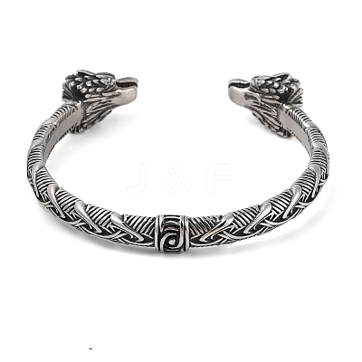 Viking 304 Stainless Steel Open Cuff Bangles for Men BJEW-U001-05A-AS-1