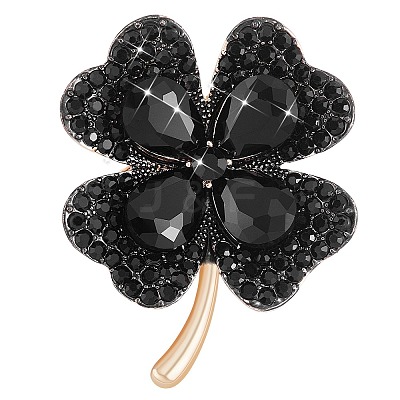 Cubic Zirconia Clover Brooch Pin JBR105F-1