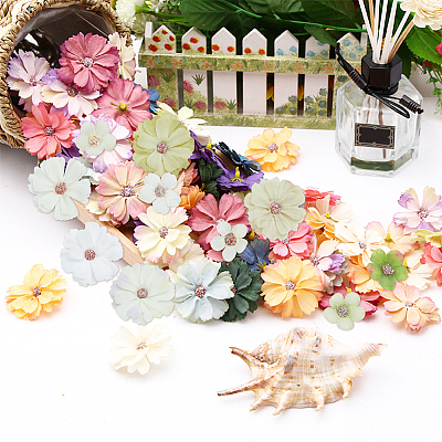 100Pcs 10 Style Silk Cloth Flower DIY-WR0003-92-1