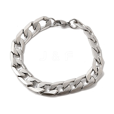 201 Stainless Steel Cuban Link Chains Bracelets for Women Men STAS-T077-19A-04P-1