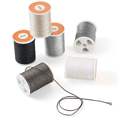6Rolls 6 Colors Polyester Metallic Thread OCOR-TA0002-82C-1