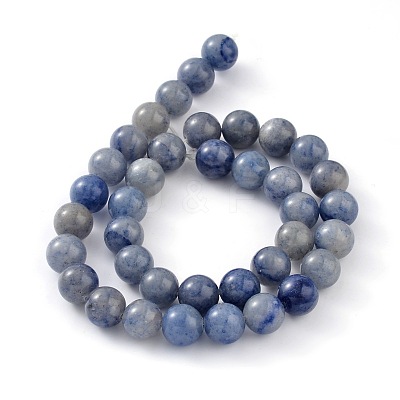 Dyed & Heated Natural Blue Aventurine Round Bead Strands G-M248-6mm-01-1