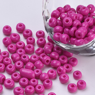 Baking Paint 6/0 Glass Seed Beads SEED-Q025-4mm-M18-1