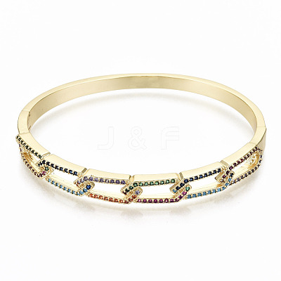 Brass Micro Pave Cubic Zirconia Bangles BJEW-S142-014-NF-1