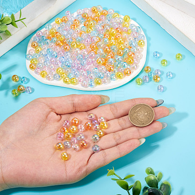 300Pcs 6 Colors Transparent Acrylic Beads MACR-TA0002-47-1
