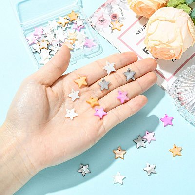 50Pcs Dyed Natural Shell Star Charms BSHE-FS0001-16-1