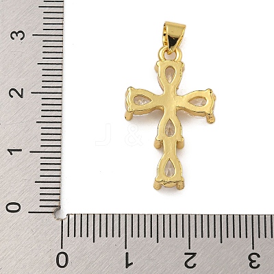 Rack Plating Brass Micro Pave Cubic Zirconia Pendants KK-C074-57G-02-1