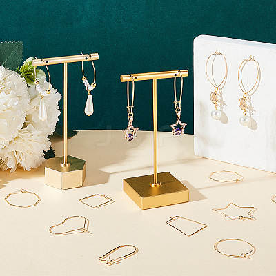 36pcs 9 style Brass Hoop Earring Findings KK-PH0005-99-1