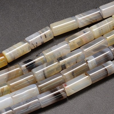 Column Natural Dendritic Agate Bead Strands G-M257-16x8mm-21-1