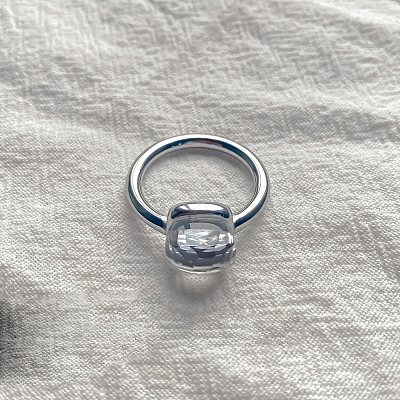 Square 304 Stainless Steel with Glass Finger Rings FS-WG8AAFA-16-1