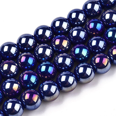 Electroplate Opaque Glass Beads Strands GLAA-T032-P8mm-AB03-1