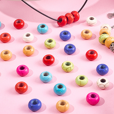 80Pcs 8 Colors Dyed Synthetic Turquoise European Beads SPDL-SC0001-01-1