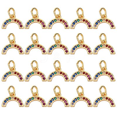 20Pcs Brass Micro Pave Colorful Cubic Zirconia Charms KK-SZ0004-71-1