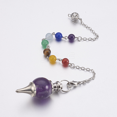 Natural Amethyst Sphere Dowsing Pendulums MAK-P009-E08-1