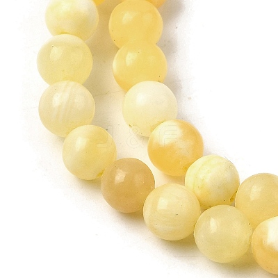 Natural Yellow Jade Beadd Strands X-G-A274-A01-6mm-1