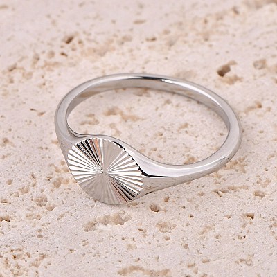 Flat Round 304 Stainless Steel Finger Rings FS-WG268FC-10-1