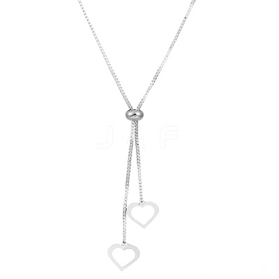 Adjustable Slider Alloy Heart Pendant Lariat Necklaces for Women WH-WGC49A5-01-1