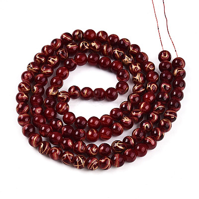 Baking Paint Glass Beads Strands DGLA-N010-8mm-07-1